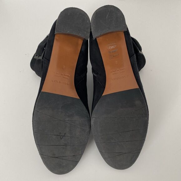 Aquatalia Vanie Black Ankle Boot Suede Round Toe Black Heel Sid Zip 8 - Picture 9 of 9